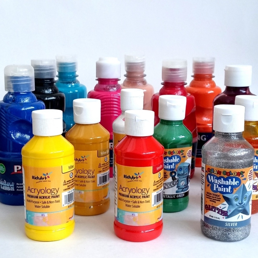 16 Set Washable Paint Set Multicolor 16 Crafts Primary Colors & Glitter Paint